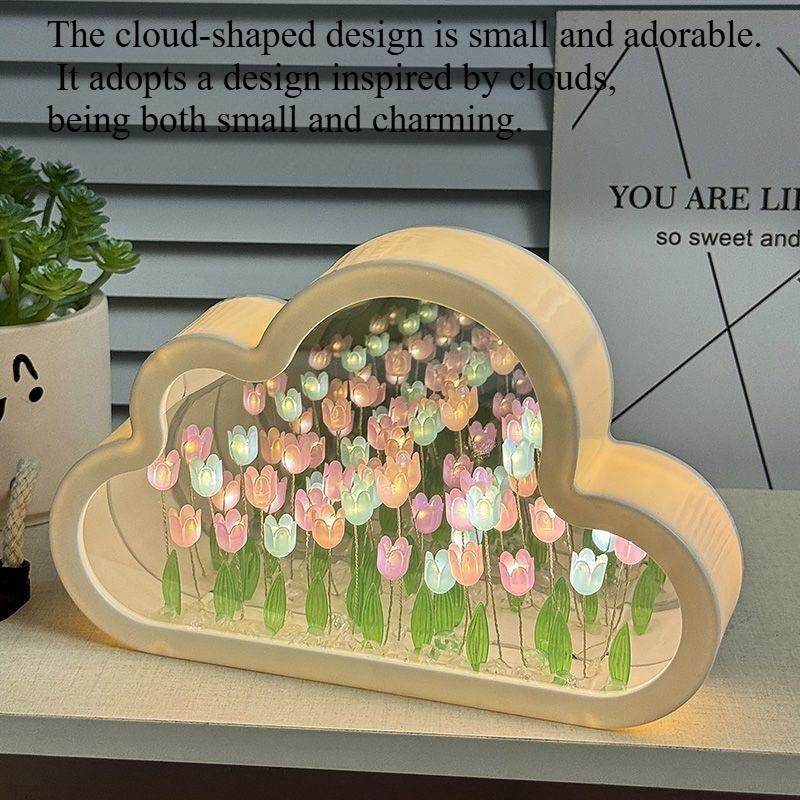 1SET Creative Tulip Flower Sea Night Light Handmade DIY Desktop Decoration Bedside Lamp Ambient Light Ornament Creative Gift