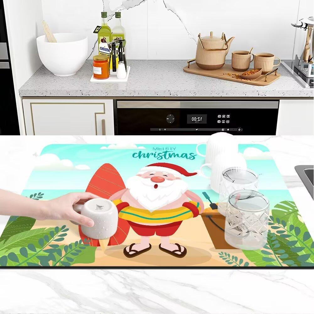 Новый Рождественский впитывающий противоскользящий коврик для слива легко чистящийся коврик 3040cm 1285₽