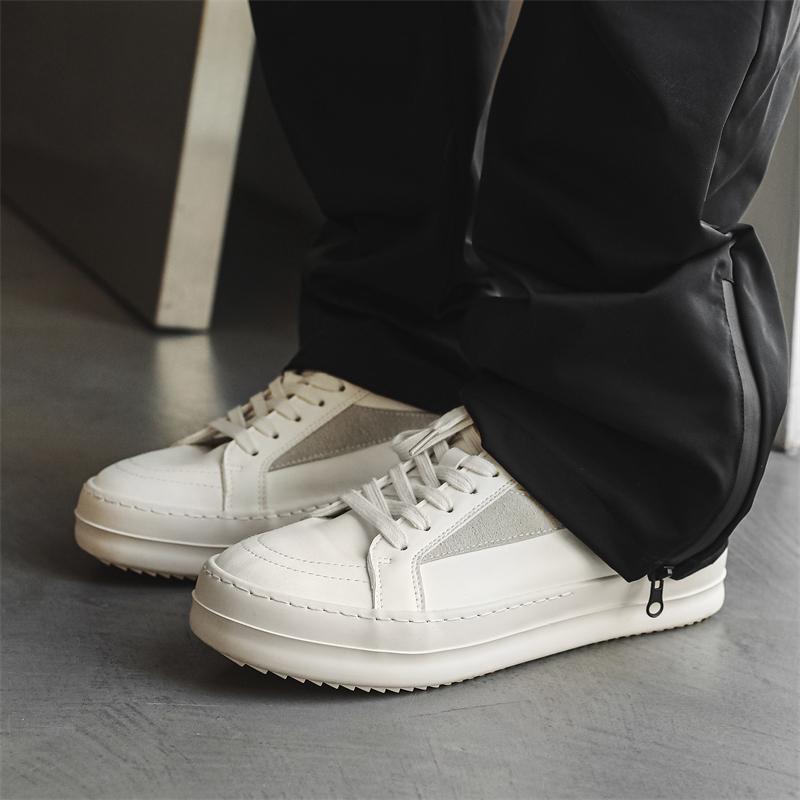 Fashion Slip-Resistant Driving Shoes Comfortable Lace-Up Sport Shoes Men's Leather Casual Sneakers Lightweight Walking Shoes for Men