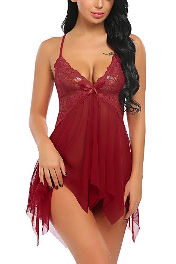 Erotic Underwear, Sexy Underwear, Women's Mesh Suspender Nightgown, Multi-colored Pajamas.