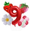 12pcs/set Strawberry Daisy Flower Balloons 32inch Red Number Balloon for Berry First Birthday Girls Sweet Fruit Party Decoration