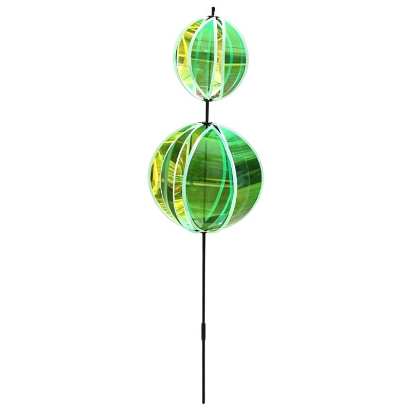 Rainbows Rotating Windmill Decorative Stake Reflective Outdoor Gazing Ball Wind Spinner For Garden Yard Patios Outdoor Use