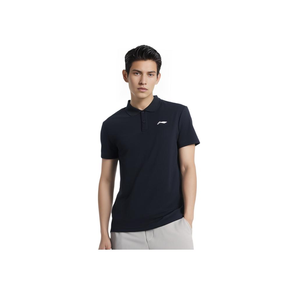 Li Ning Badminton Series Solid Color Logo Breathable Quick-Dry Polo Shirt Unisex Tops Black APLR125-9