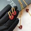 Galvanisierte Halskette mit Herz und Ohrringen für Damen – elegantes Design mit roter Glasur, hochwertige Schlüsselbeinkette