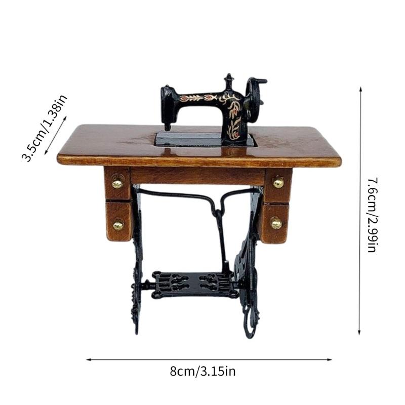 Realistic Miniature Sewing Machine Dollhouses Decors Retro Design for Nostalgic Collectors and Home Decoration