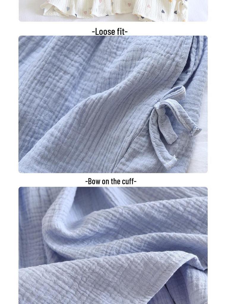 Women's Summer Cotton Gauze Pajama Set - Korean Camisole & Shorts, Sweet and Loose Homewear.