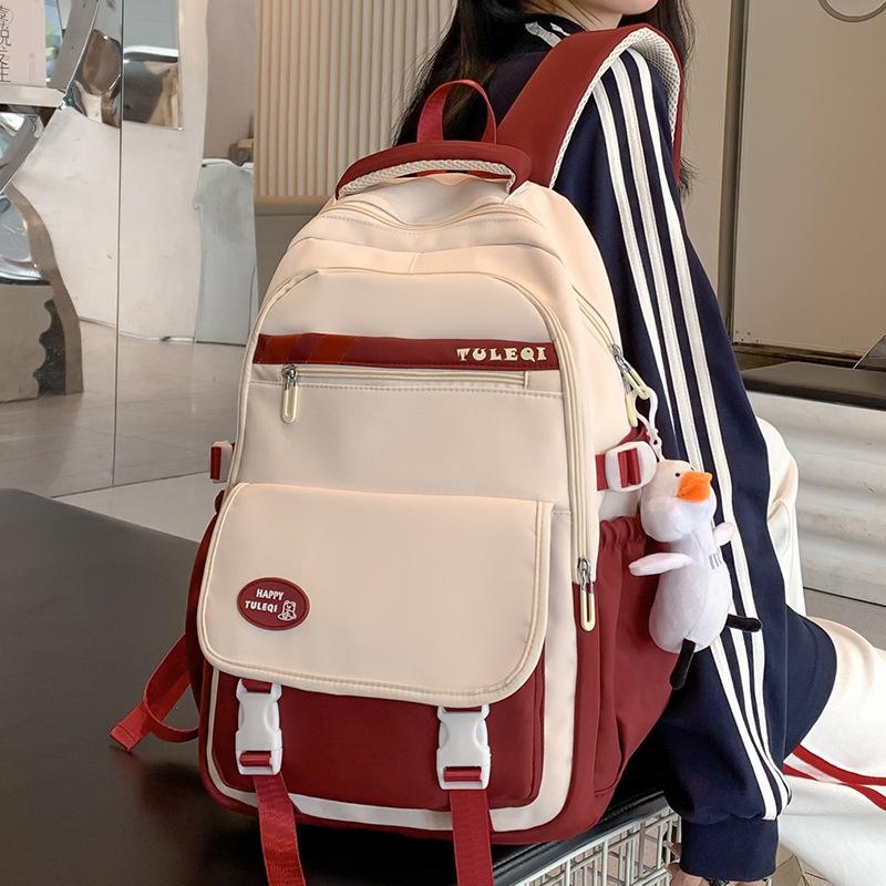 Grundschulmädchen Burgunderfarbenes Zweiteiler-Set mit Schultasche Junior High School High School Rucksack