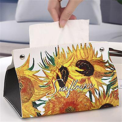 Sunflower Leather Tissue Box Napkin Holder Car Tissue Box Home Living Room Holder Case Storage El Household Home Storage