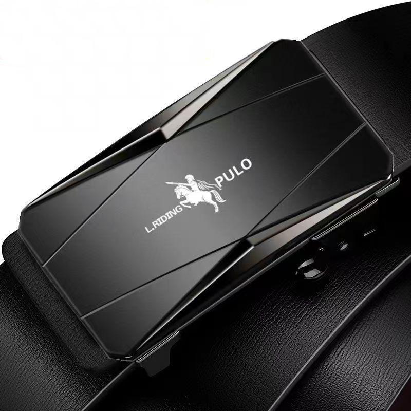 Paul  Belt Men Leather Automatic Buckle Belt Pure Cowhide Young People Casual Personality Korean Version of The Trend of The Trouser Belt