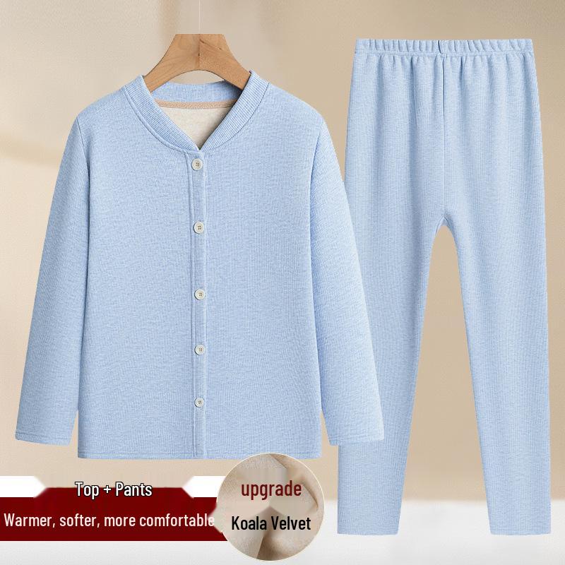 Warmer Winter-Cardigan und Fleece-Unterwäsche-Set für ältere Damen