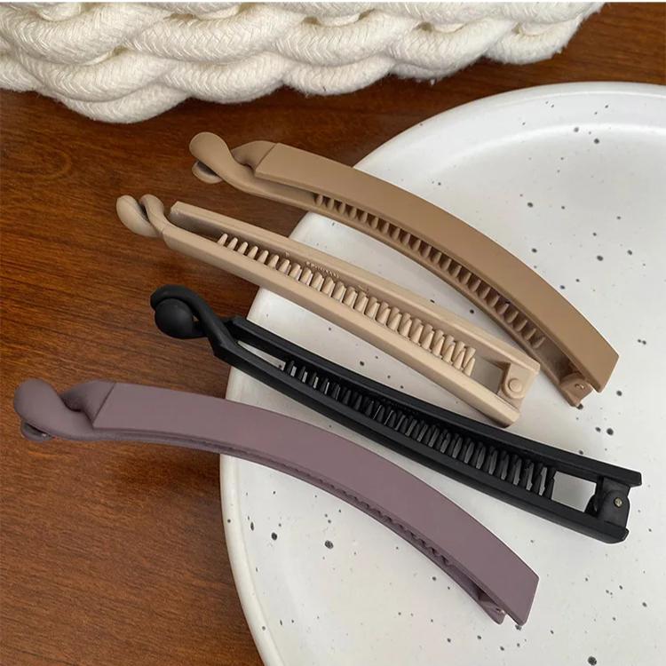 Women Elegant Matt Color Banana Claw Clips Matt Color Plastic Hair Barrettes Simple Solid Clips Ponytail Holder Accessories