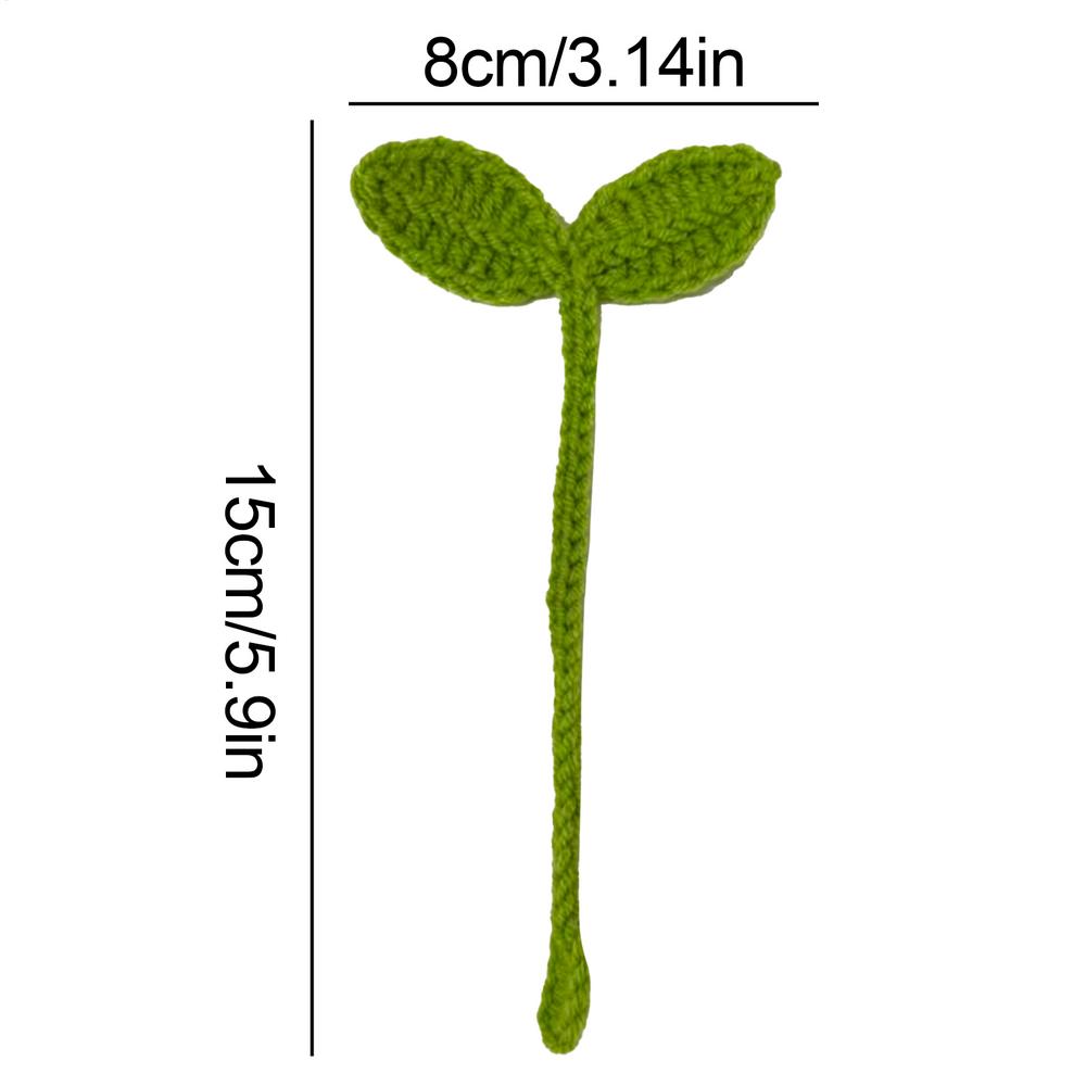 

Plant Bookmark Sprout Crochet Ornament Knitted Portable Handmade Ornaments Decoration for Cable Tie School Home Books Lovers зелений