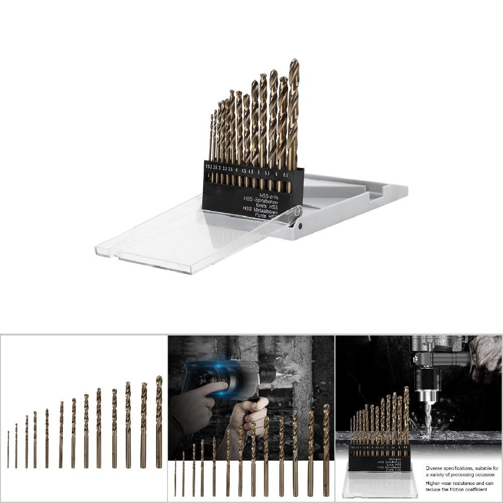 13pcs Straight Shank Twist Drill Bit Set High Speed Steel HSS Drilling Tool For Stainless Steel