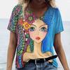 Facial Printed T-shirt Short Sleeved Top Casual Street Women's T-shirts