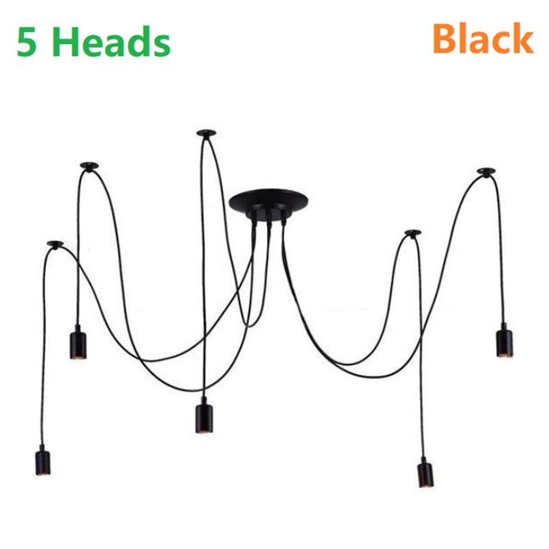 

3/5/6/8 светодиодный светильник современный ретро большой паук лофт винтажный подвесной светильник E27 подвесные светильники 5 Heads чёрный