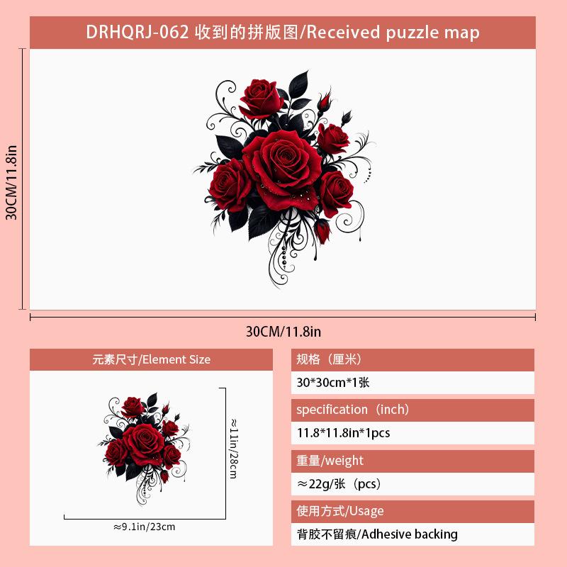 Valentine Rose Black Leaf Wall Sticker Self Adhesive Removable Sweet Flower Decal Shop Display Home Decor