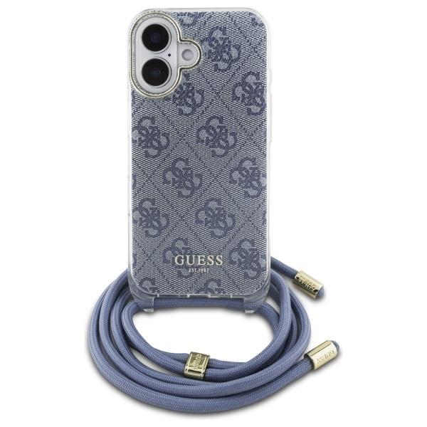 Guess Guhcp16Shc4Seb Iphone 16 6.1      Niebieski/Blue Hardcase Crossbody Cord 4G Print