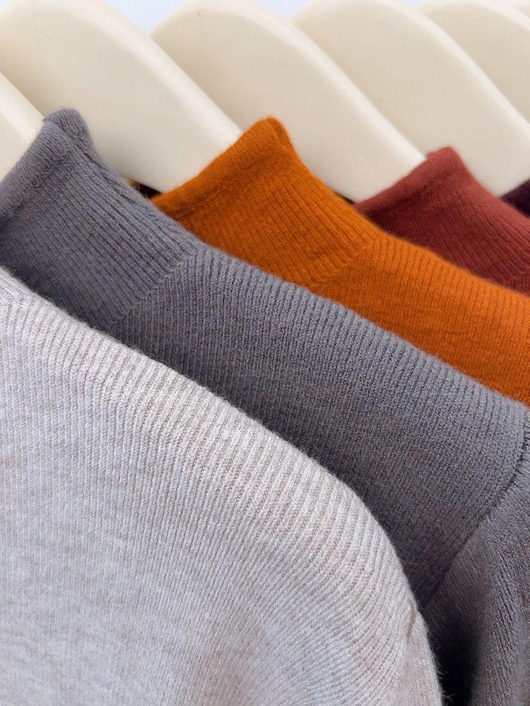 2026 Winter Slim Fit Half-High Neck Knit Sweater - Solid Color Base Layer