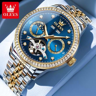 New Top Men's Watches Multifunctional Drilling Ring Steel Belt Mechanical Watch Men's Watch