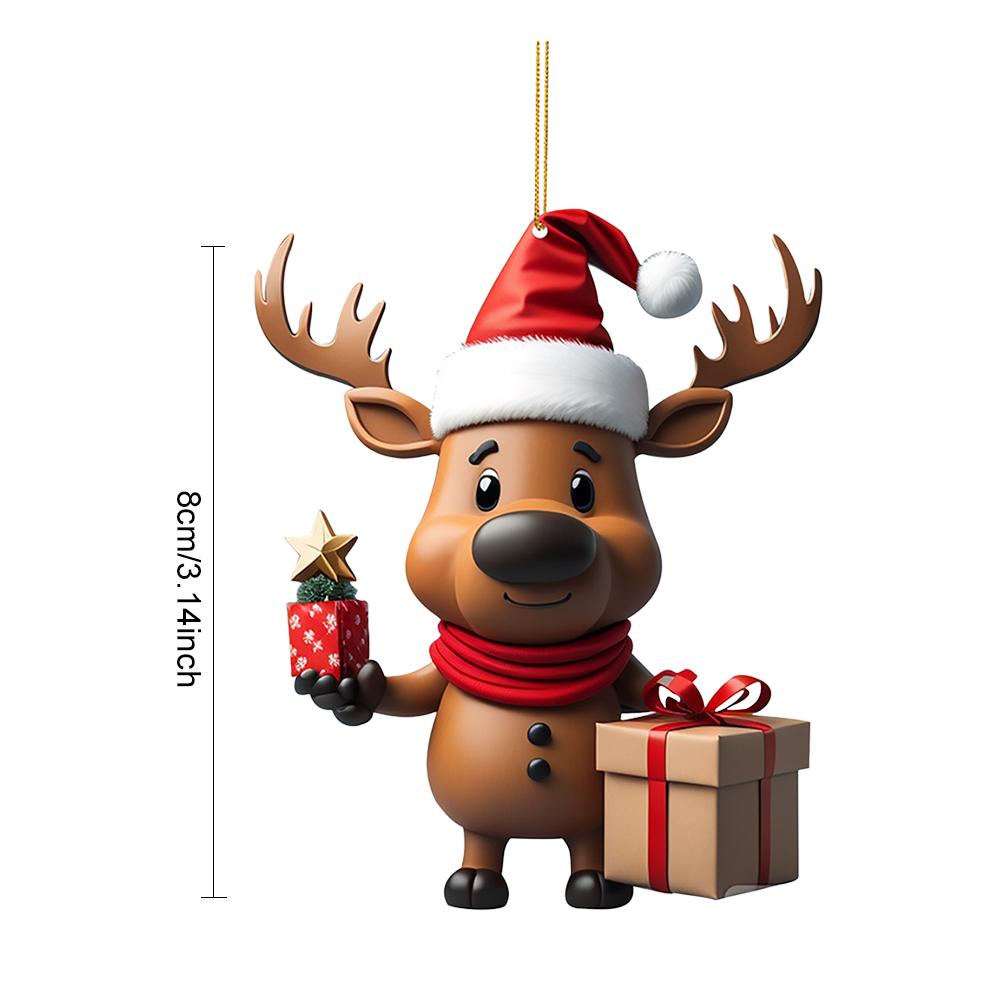 2025 Christmas Ornaments Elk Pendant Hanging Decoration Gift Cute Dog Cat Hanging Tree Cartoon Product Pendant Party Supplies