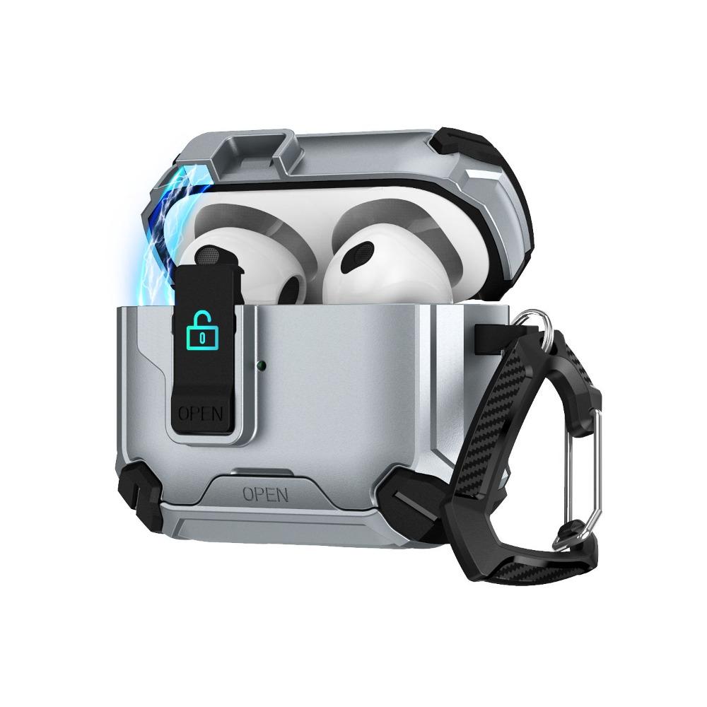 Magnetic Automatic Switch Armor Earphone Case With Hook For Apple Airpods 4 3 Pro 2 1 Bracket Shockproof Wireless Charging Cover