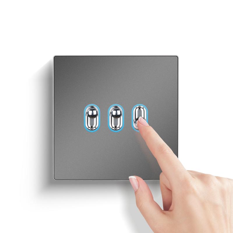 UK Standard Electric Wall Switches Socket Retro Style Stainless Steel Panel Multifunction with 220v Max. Voltage Manufactured UK