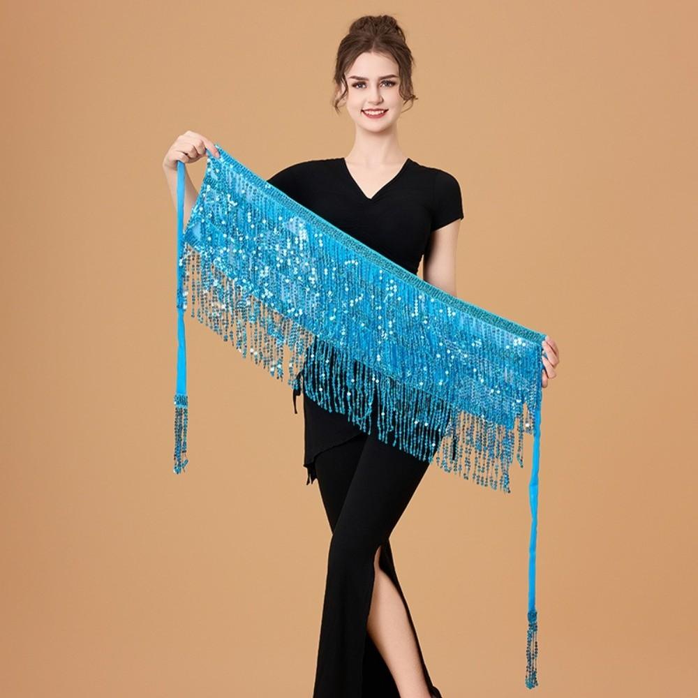 Shiny Sequin Hipscarf 4-Row Dance Wrap-skirt Fringe Hipwrap Belly Dance Belt  Dancer