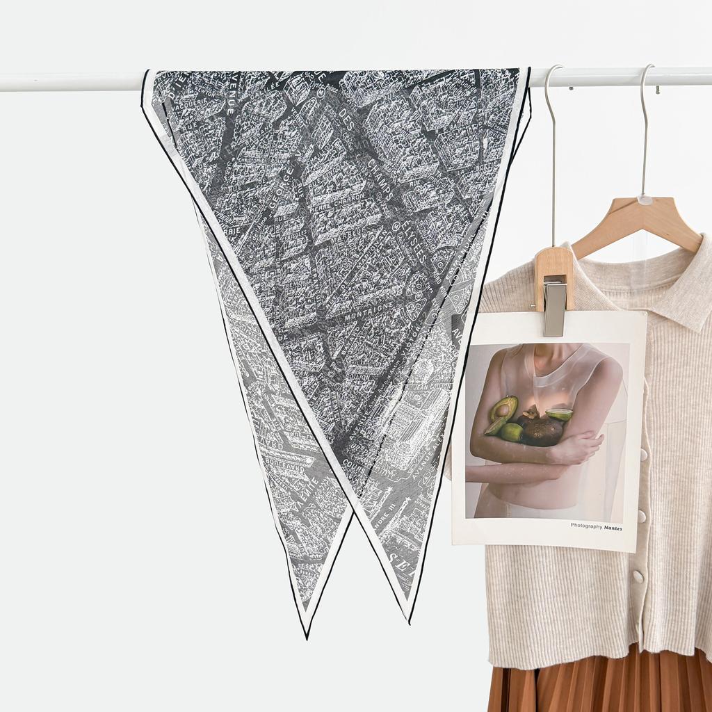 Retro polka dot triangle towel women's spring and summer fashion versatile silk cotton blended scarf decorative small square scarf high sense