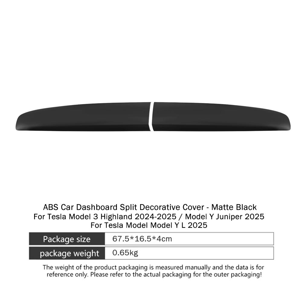 Dashboard Cover For Tesla Model 3 Highland Model Y Juniper Model Y L 2025 Front Split Strip Cover ABS Panel Trim Car Interior ABS Matte Black