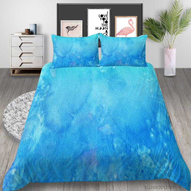 Watercolor Splashing Ink 3D Digital Printing Quilt Cover Pillowcase Two Or Three-Piece Set Polyester