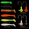 Luya Bait 34pcs 1 Set 17pcs Metal Jig Head Fishing Hooks + 17pcs Soft Worm Lure Grub Silicone Fish Artificial Bait Tackle