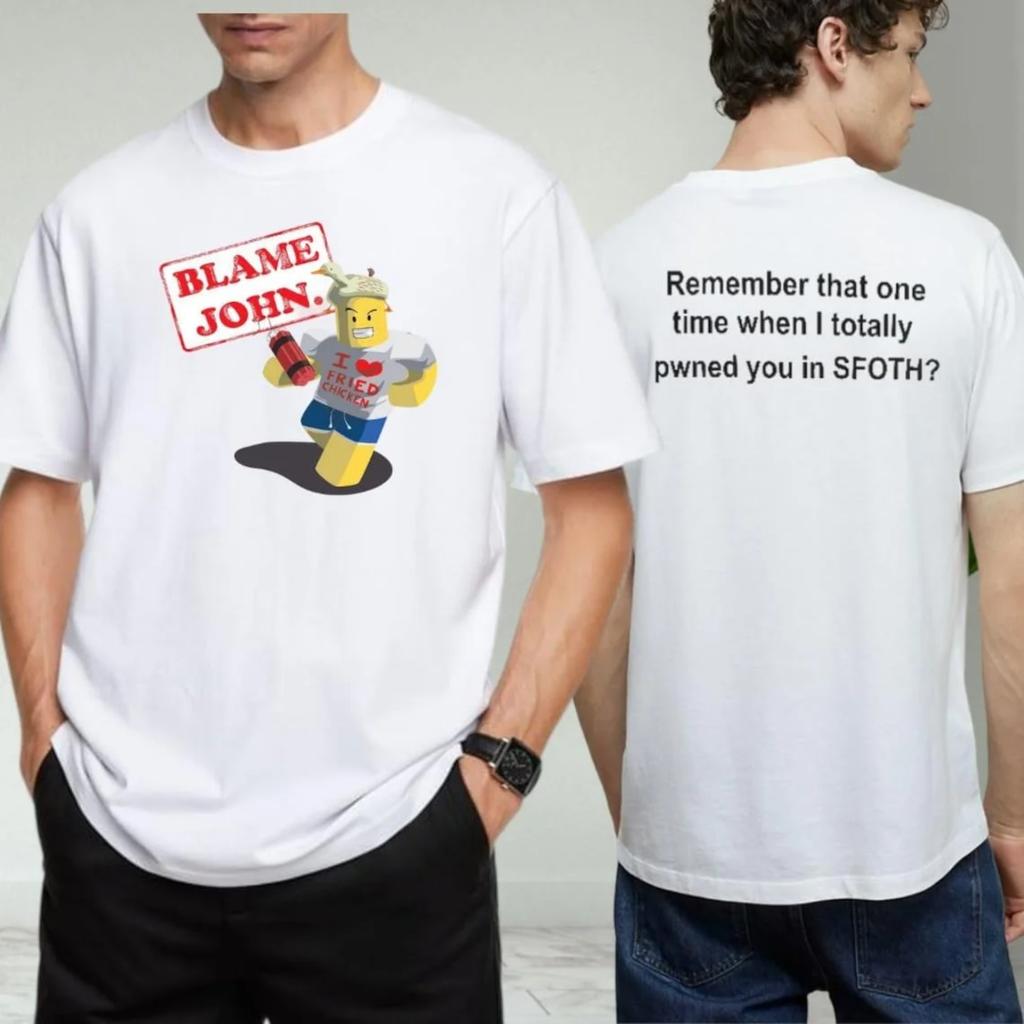 Blame John Printed T-shirt Casual Loose Fun Fashion Round Neck T-shirt Women Summer Short Sleeve Tops Graphic T Shirts Y2K Top