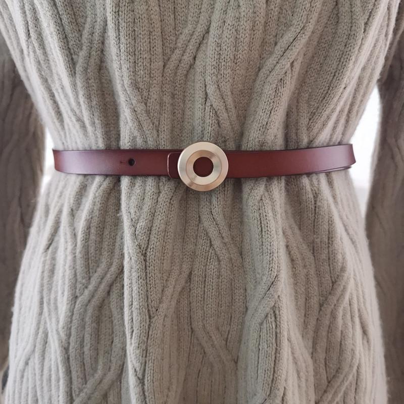 Women Stylish Leather Belt Jeans Trousers Alloy Fastener Trendy Look Decoration