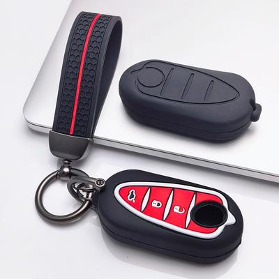 Key Fob Cover for Alfa Romeo Romeo Giulia Stelvio Mito3 Giulietta with Keychain Anti-Scratch Surface Shockproof Structure Soft Grip Texture