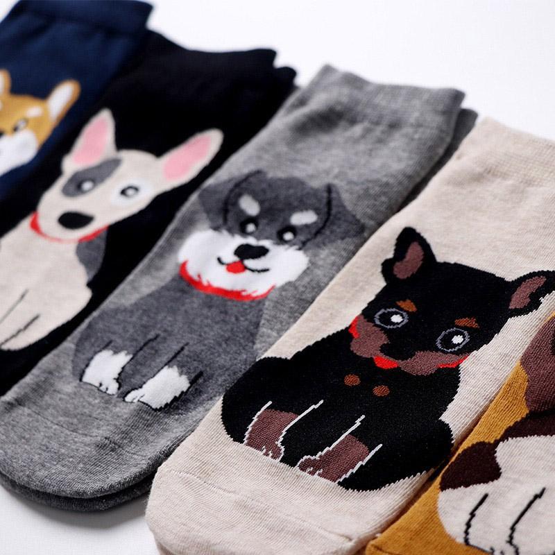 Cute Dog Cartoon Socks for Women Breathable Boat Socks