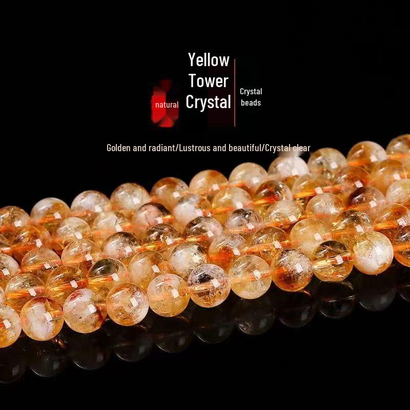 Handmade Citrine Bead Bracelet - Yellow Tower Crystal for Year of the Horse 6mm