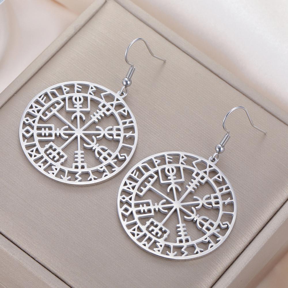 Dawapara Vegvisir Pendant Necklace Nordic Runes Compass Necklace Protection Amulet Stainless Steel Jewelry