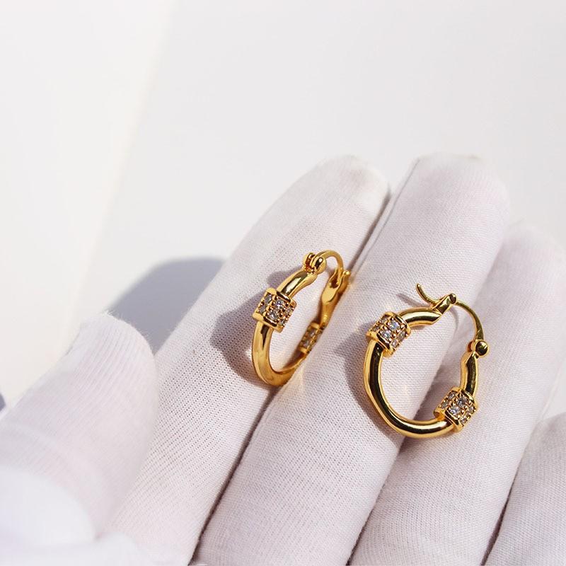 Fashion Cool Premium Micro-Inlaid Zircon Round Earrings Women'S Light Luxury Temperament Ear Buckles Commuter Earrings 431