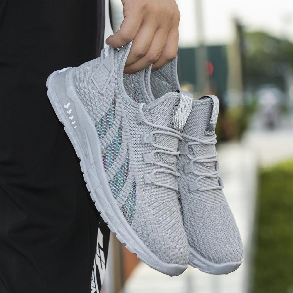 Large Size Spring Men's Sports Shoes Youth Korean Version of Flying Woven Running Shoes Casual and Comfortable Trendy Dad Men's Shoes