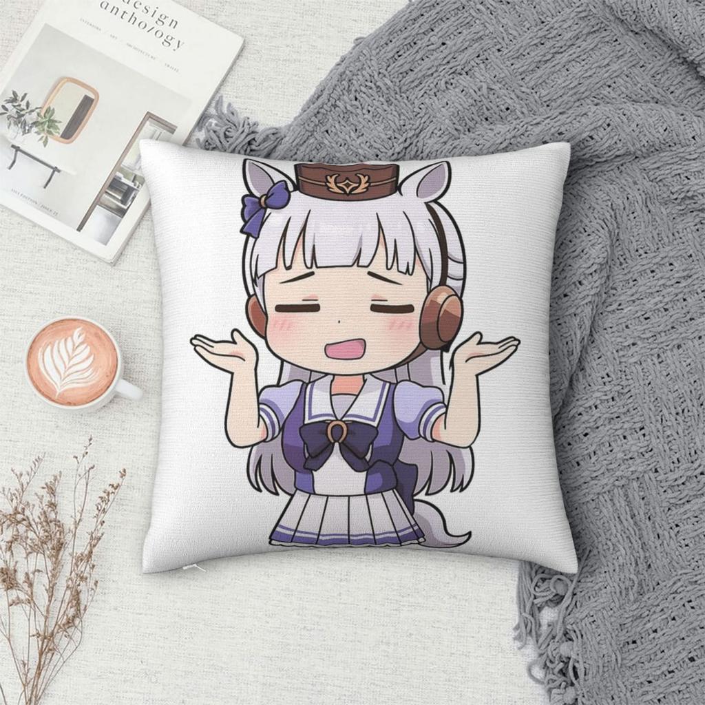 Decorative Pillow Covers Gold Ship Meme Chibi From Uma Musume Pretty Derby Merch Home Throw Pillow Case Cover Square Multi Size