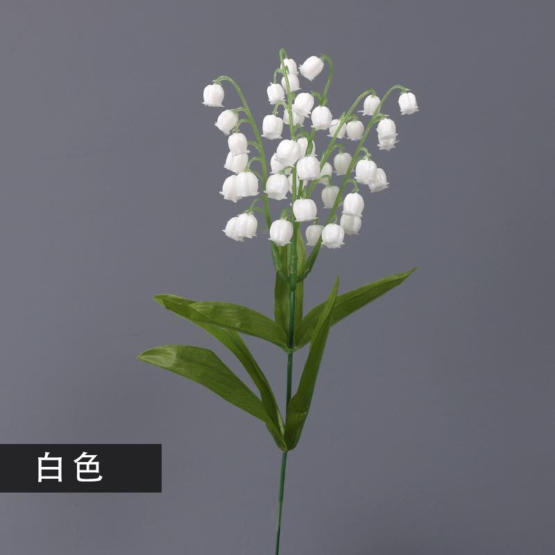 35Cm 5-Fork Imitation Bell Orchid Single White Small Lily Of The Valley Plastic Flower Imitation Flower Diy Home Decoration