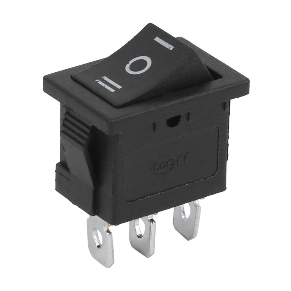 10Pcs KCD1 Mini Rocker Switch 3 Pin 3 Position Black Boat Rocker Switch SPST Snap-in 6A250V 10A125V Toggle ON-OFF-ON Car