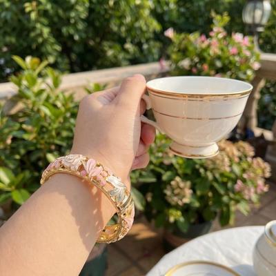 Colorful Vintage Cloisonne Bangle Traditional Chinese Flower Crystal Bangle Classic Enamel Floral Women's Hand Bracelet Girls