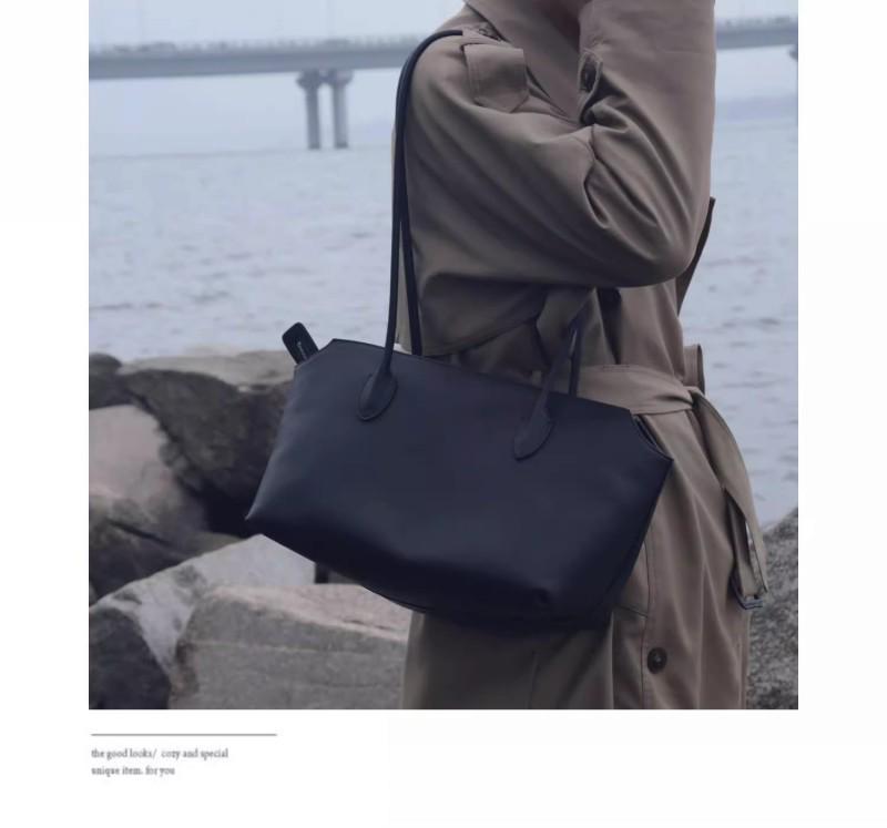 Minimalist Genuine Leather Shoulder Tote - Large Capacity, Premium Commuter Handbag