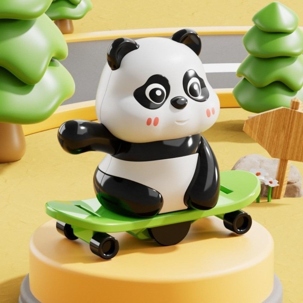 Plastic Funny Panda Toy Skateboarding Action Sports Panda Ornament Novelty Mechanical Toy Children