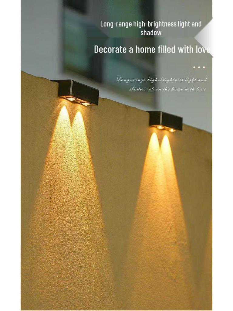 Solar Wandfluter für Außen - Wasserdichter Landschaftsstrahler für Garten, Balkon, Villendekoration