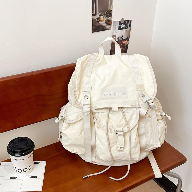 

Рюкзак с вышивкой Smoothmmod с буквами, большой вместимости, на молнии, для путешествий на расстояние белый