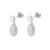 Skagen Women's Agnethe Pearl White Freshwater Pearl and Pebble Drop Earrings, SKJ1835040