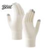 Thermal Wool Lined Mittens Knitted Touchscreen Gloves for Women Men Winter Warm Five Finger Gloves Daily Commuting Driving Cold Weather Texting And