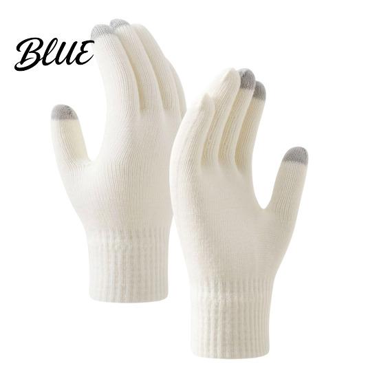 Thermal Wool Lined Mittens Knitted Touchscreen Gloves for Women Men Winter Warm Five Finger Gloves Daily Commuting Driving Cold Weather Texting And